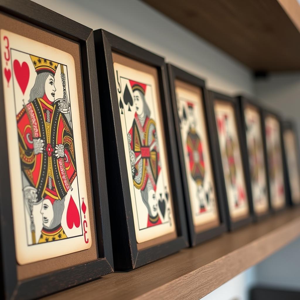 Framed vintage playing cards as art