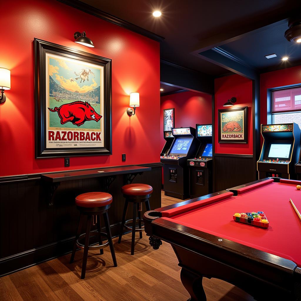 Vintage Razorback Poster in a Game Room