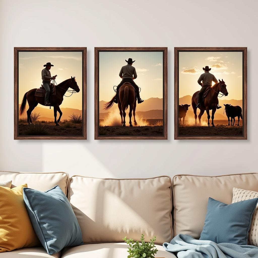 Vintage Western Wall Art Set - Cowboys