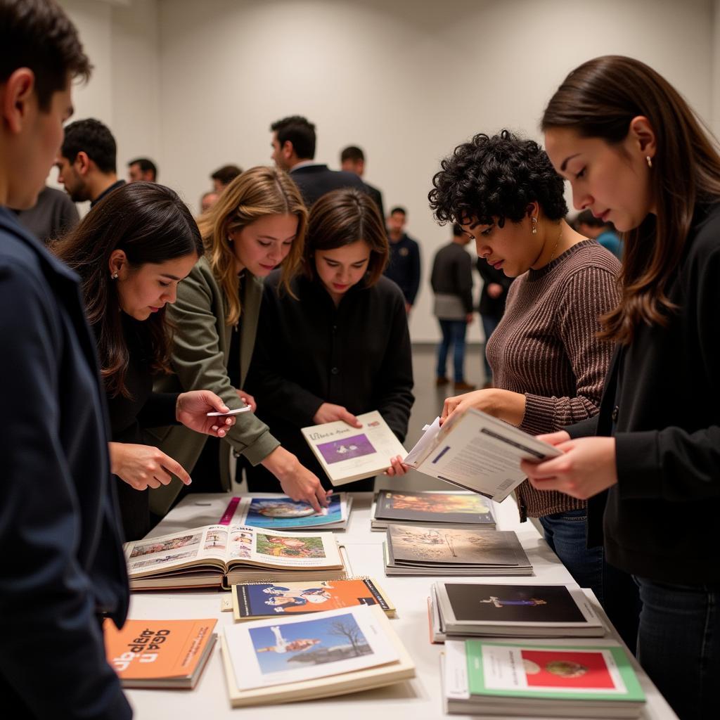 Visitors browsing art books at Detroit Art Book Fair