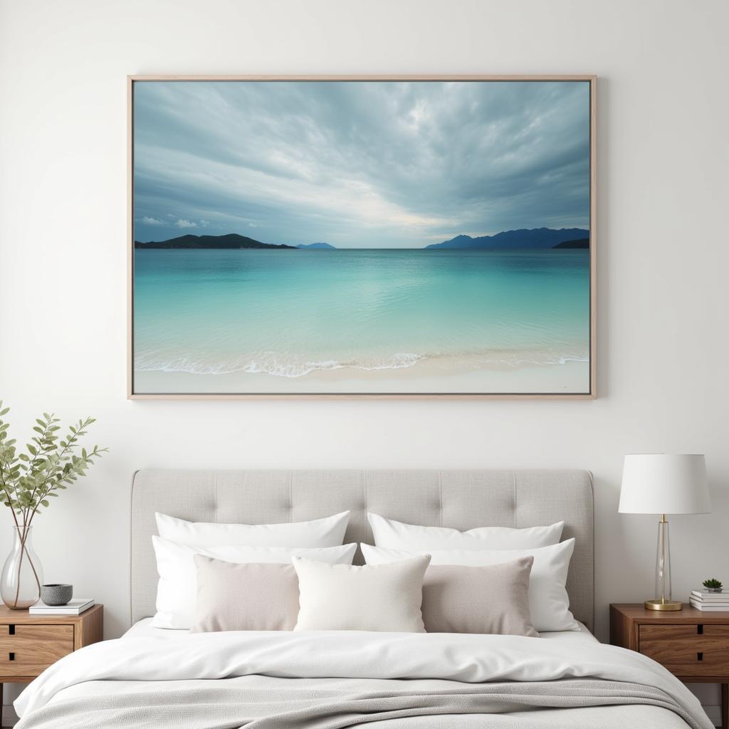 12x36 Artwork Above Bed in Bedroom