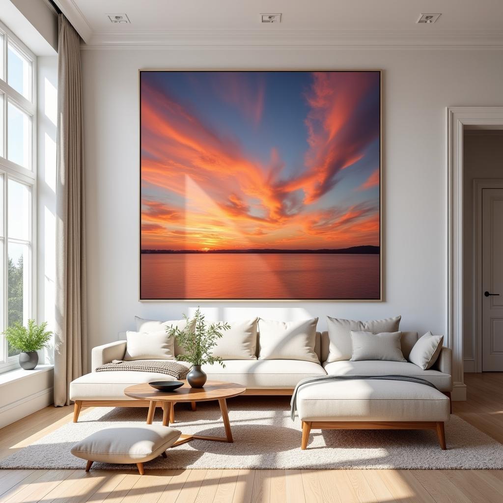 Living Room with Wall Art Sky