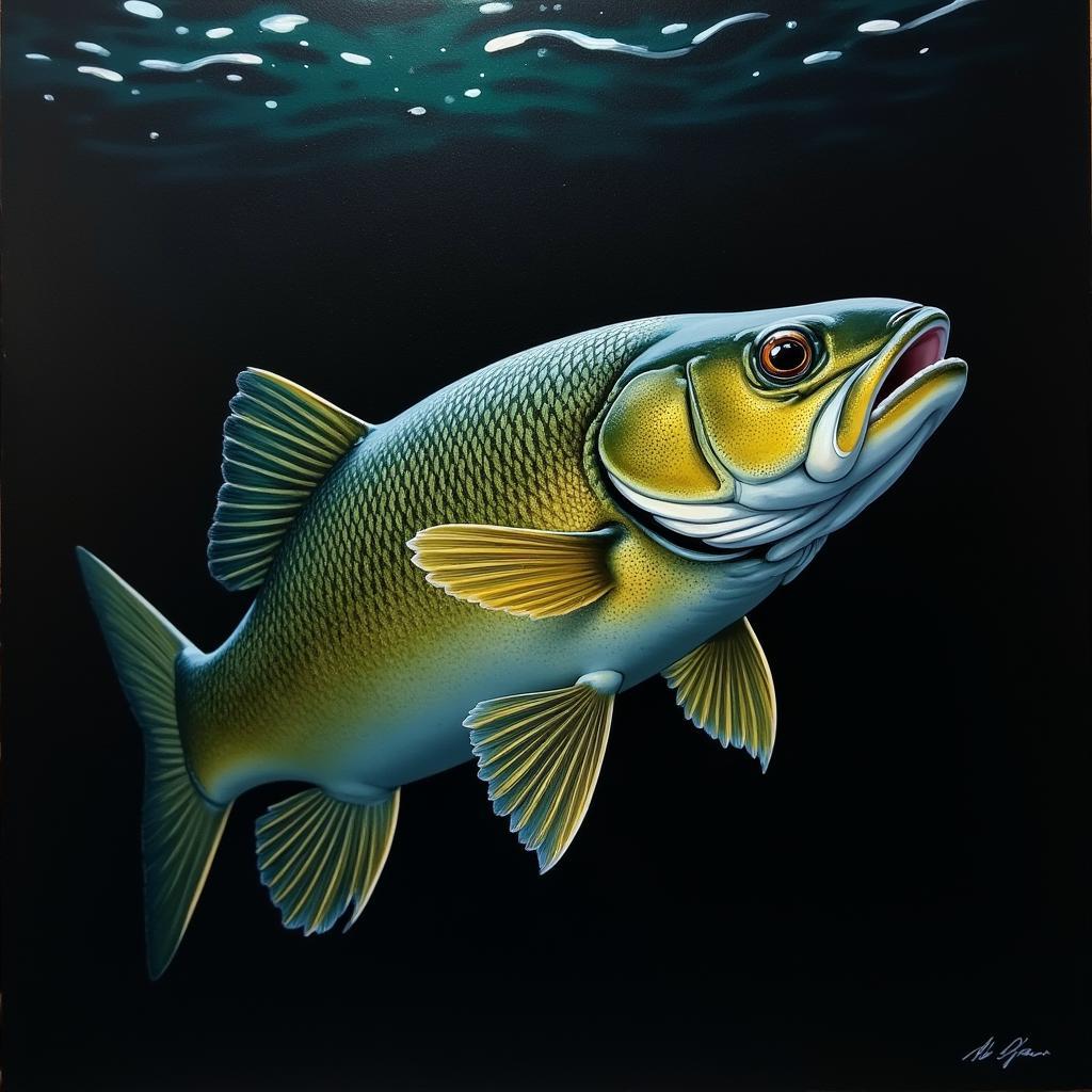 Walleye Oil Painting on Canvas