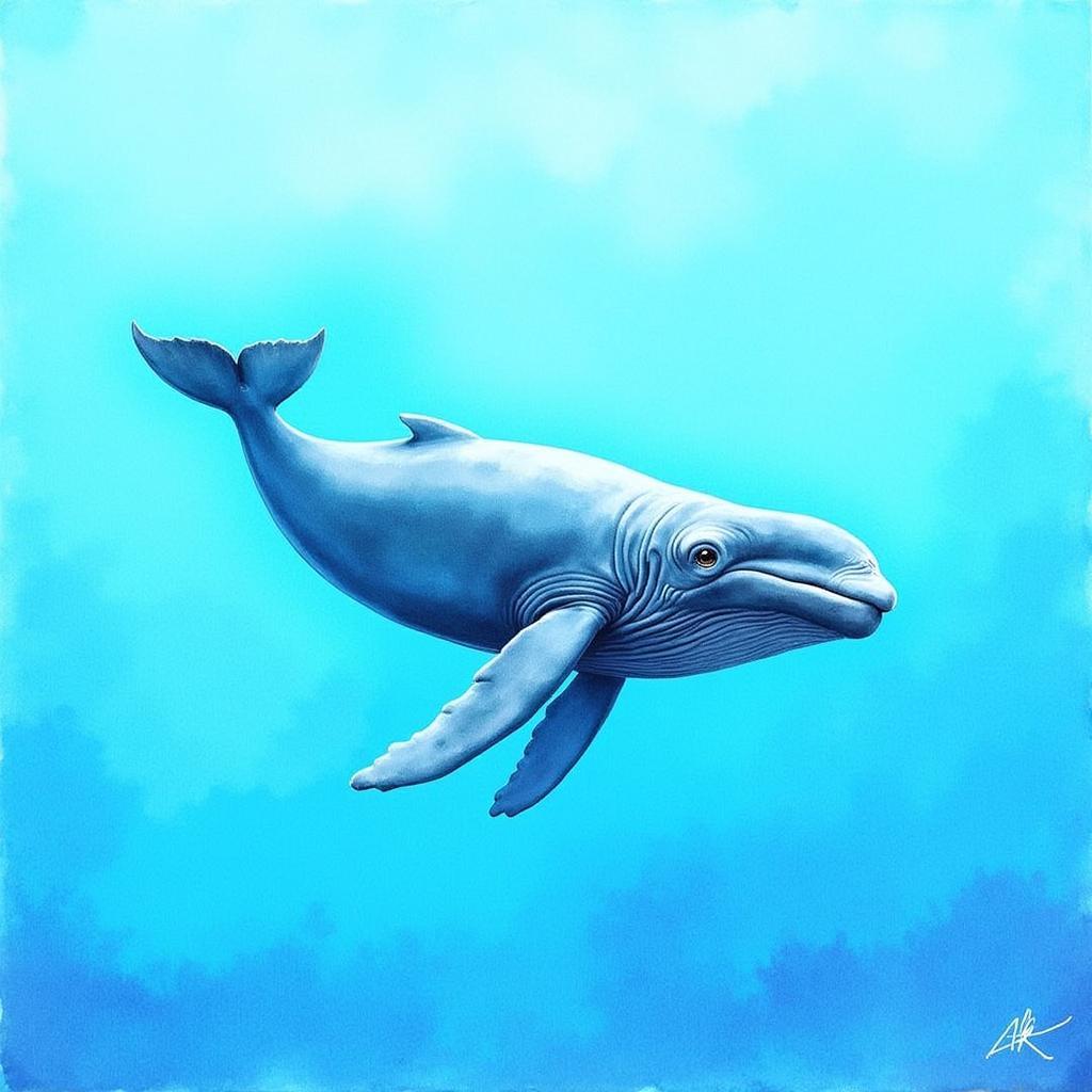 Watercolor Sperm Whale Painting for Ocean Conservation