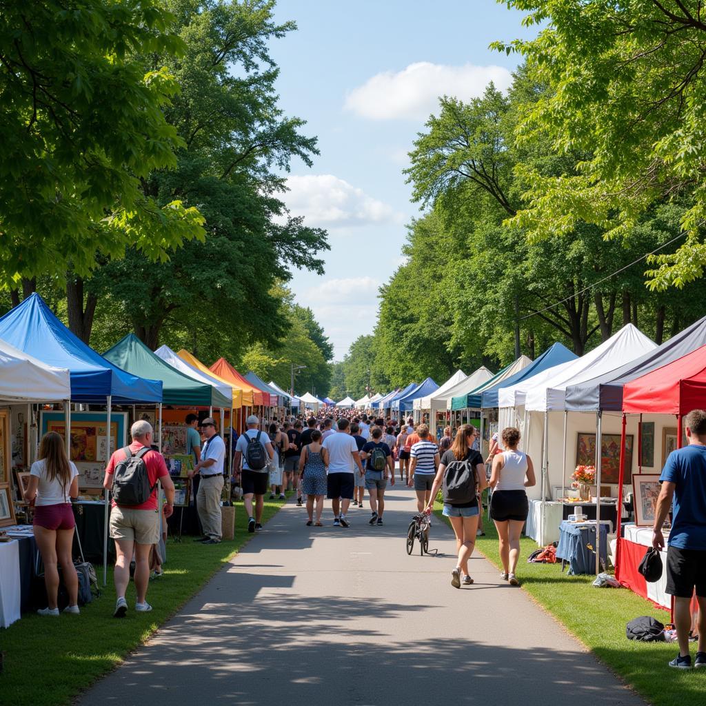 Colorful booths at Wausau Art in the Park