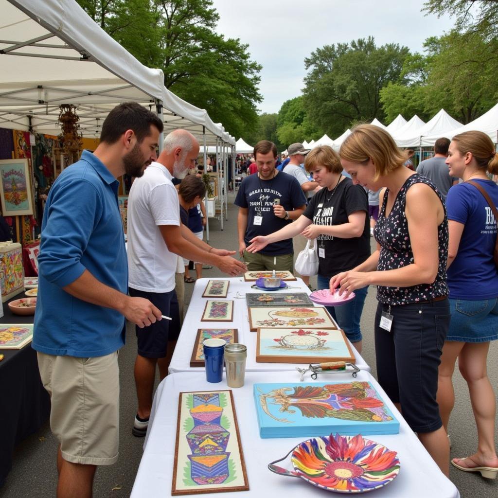 West Branch Victorian Art Fair Visitors Engaging with Artists and Vendors