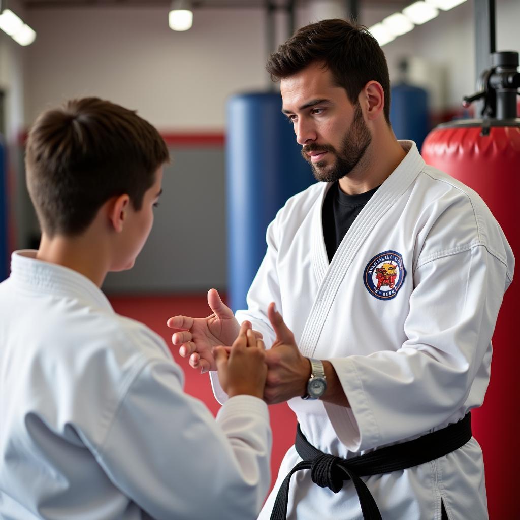 Experienced Martial Arts Instructor Guiding Students