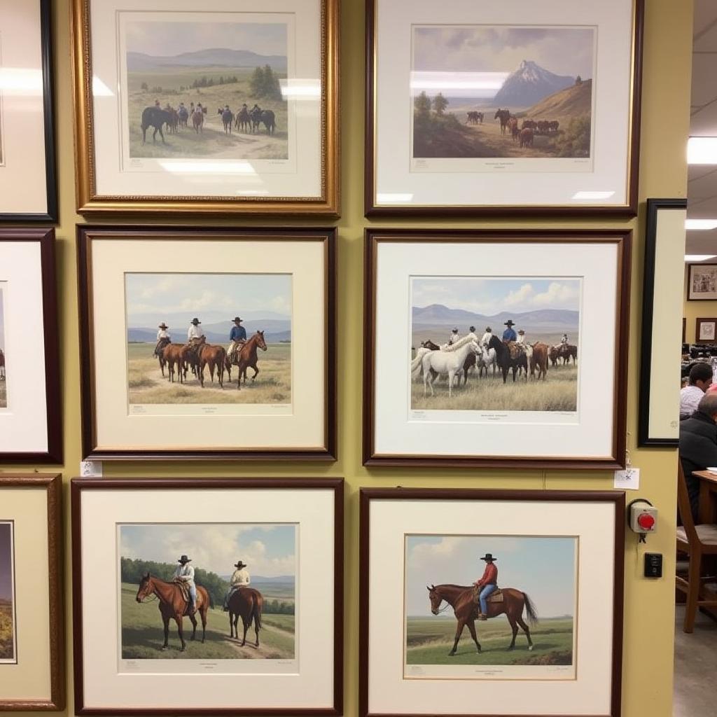 Western Art Print Collection Displayed on a Gallery Wall