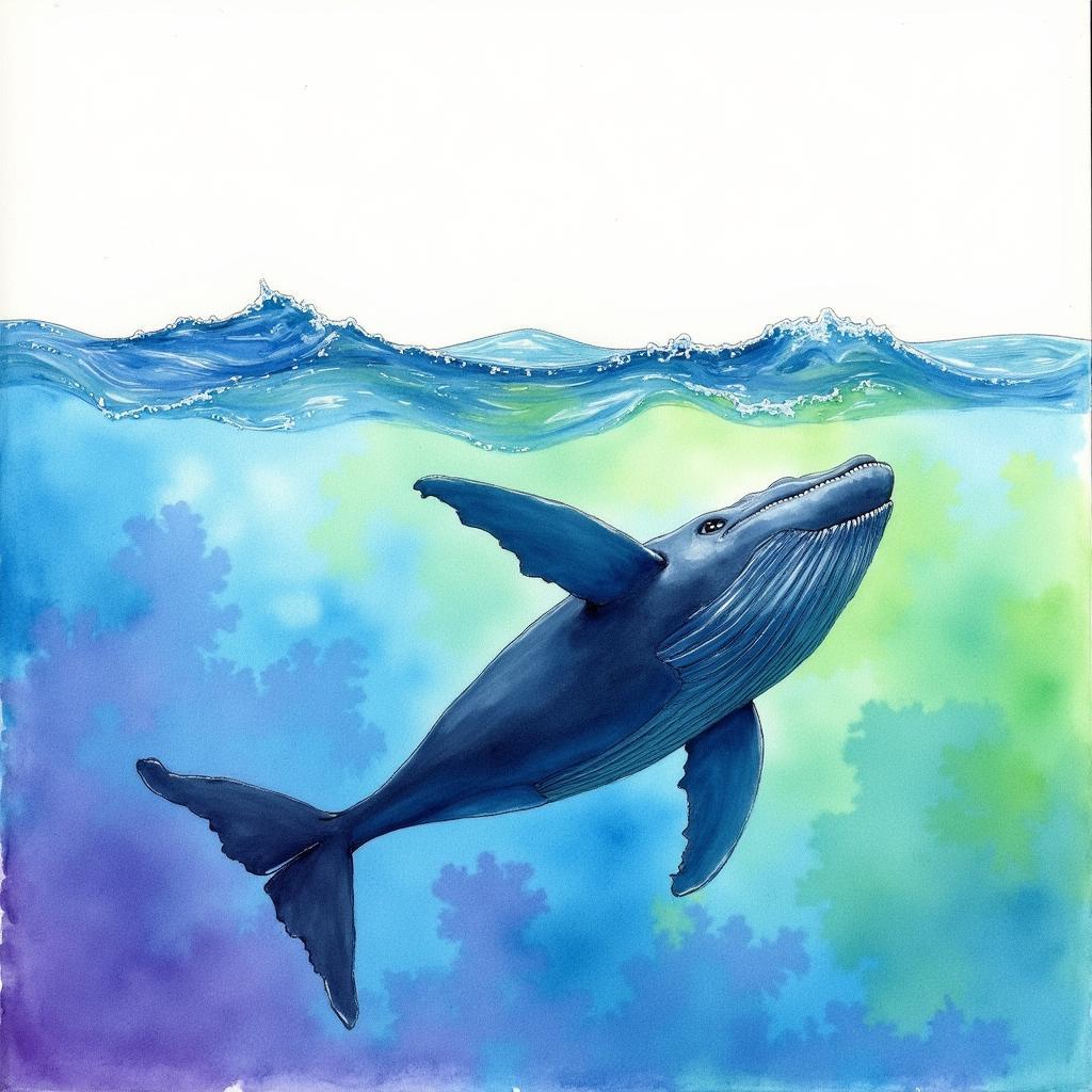 Abstract Whale Tail Watercolor Painting