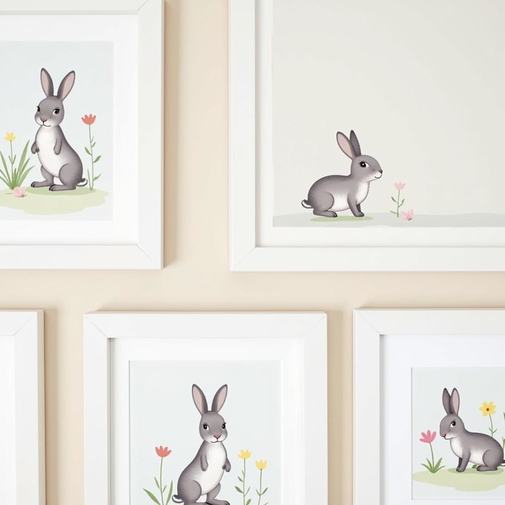 Whimsical Bunny Rabbit Nursery Wall Art