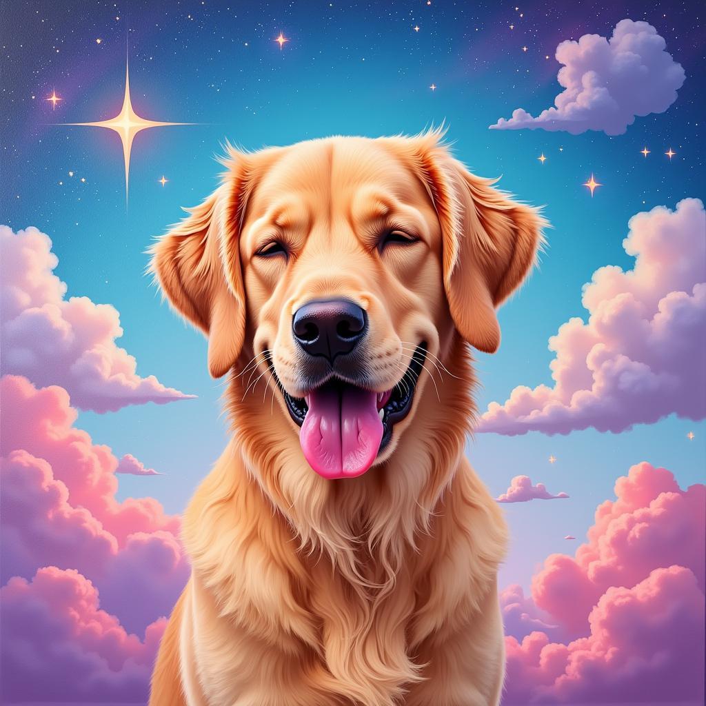 Whimsical Dog Portrait in Heaven