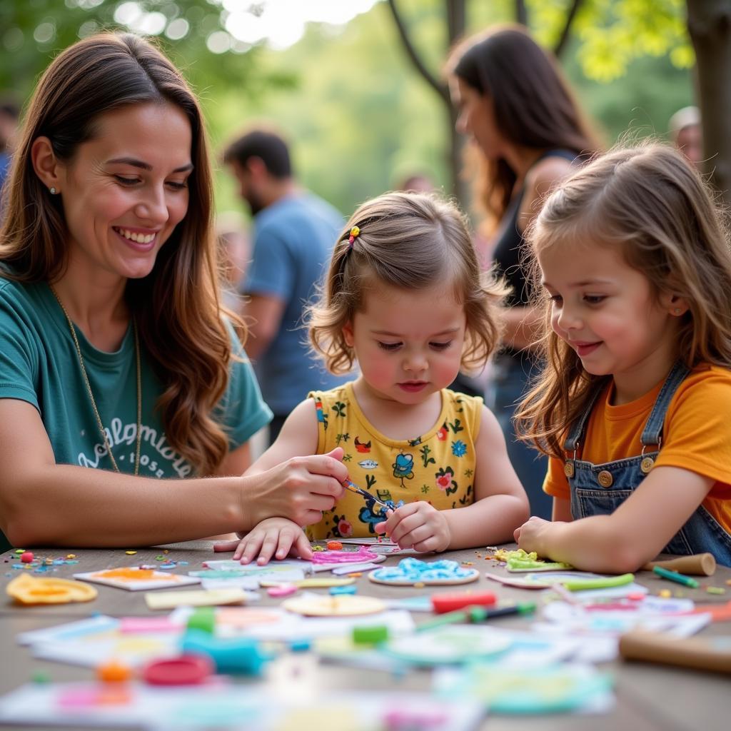 Families Enjoying Wickham Park Art Festival Activities