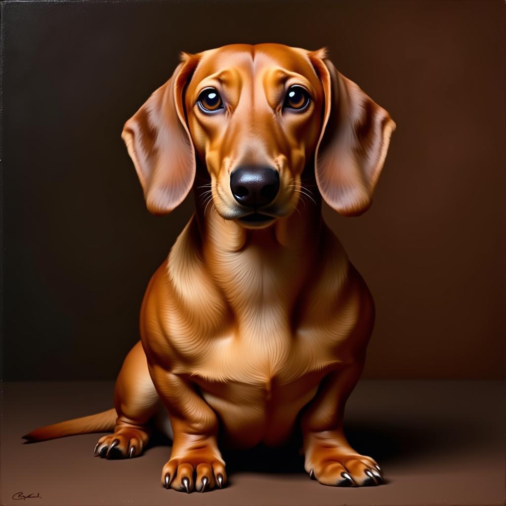 Majestic Wiener Dog Oil Painting