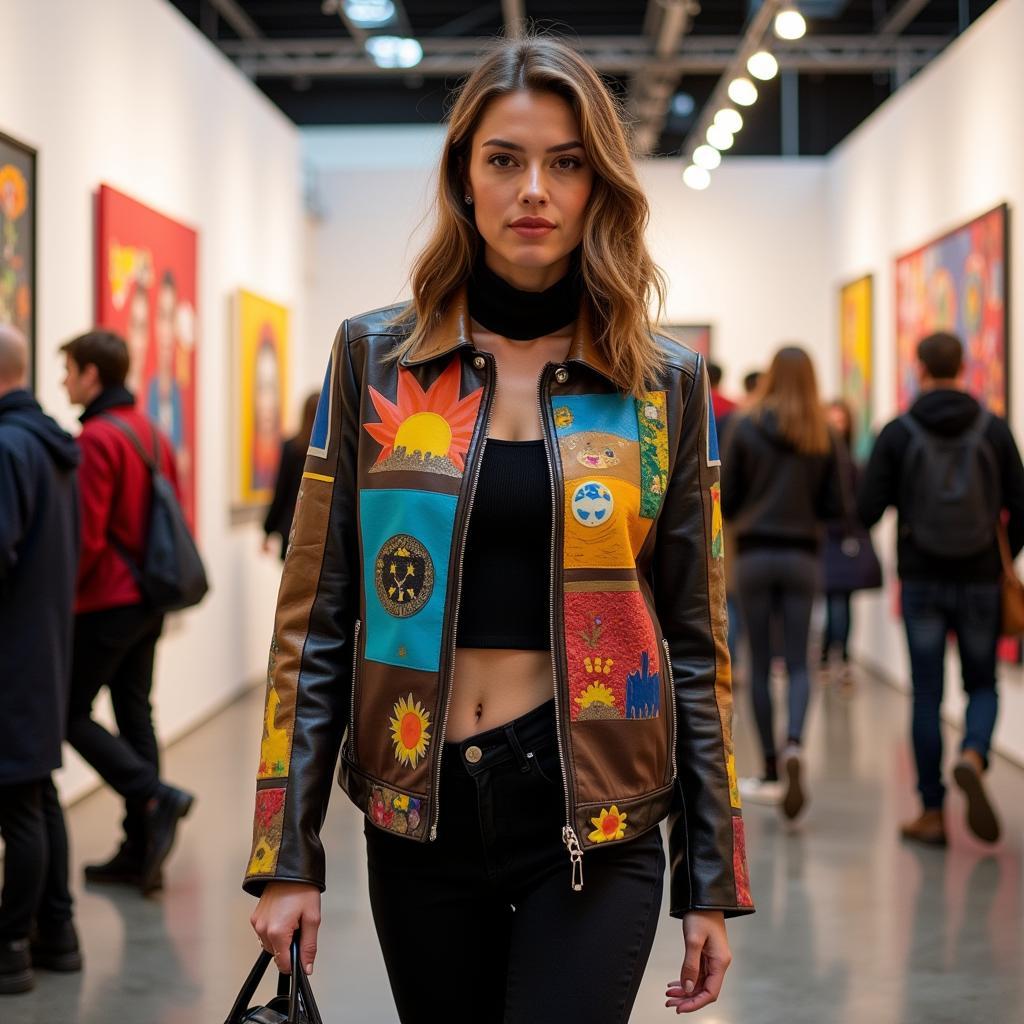 A Woman Expressing Herself in a California Arts Leather Jacket