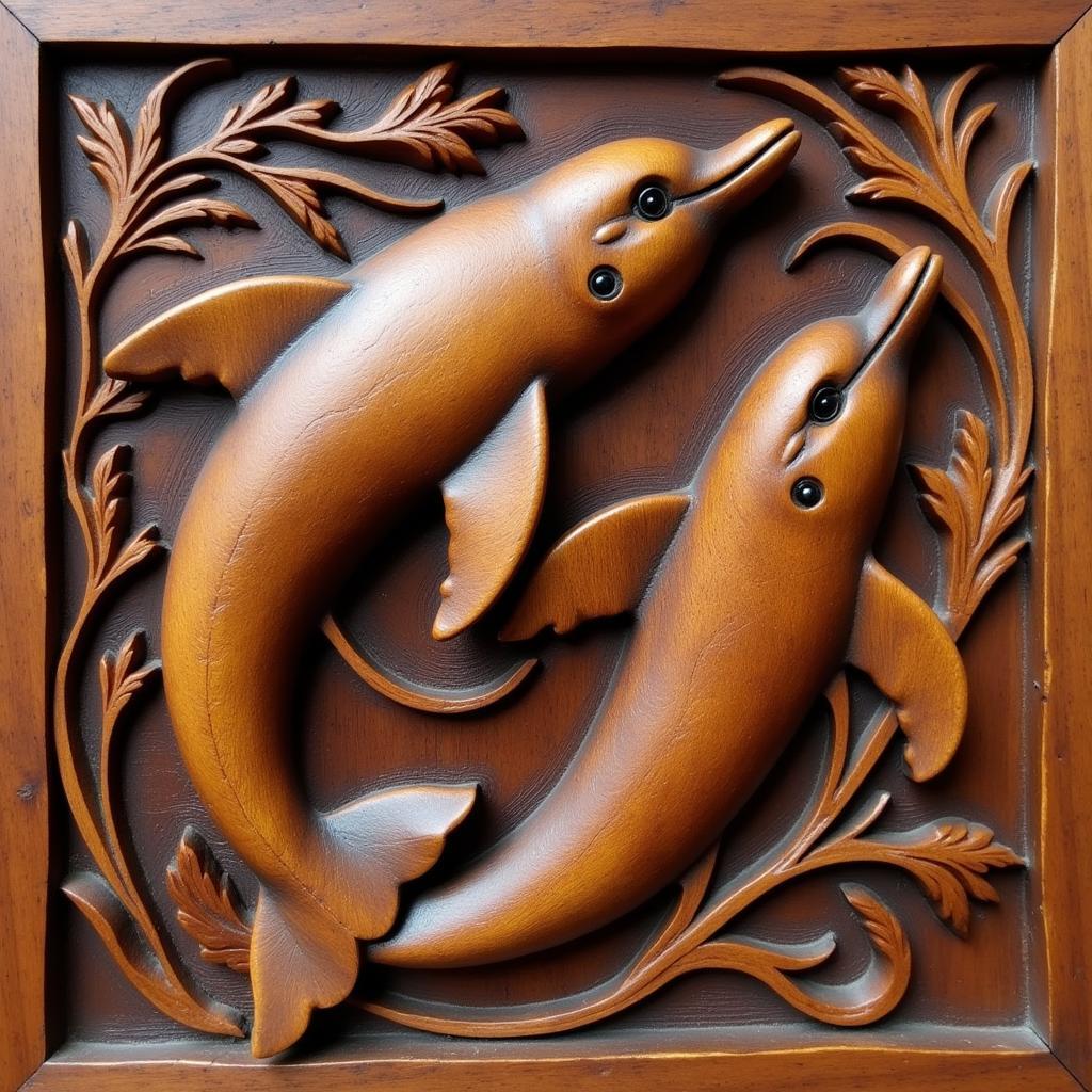 Wood Carved Dolphin Wall Art