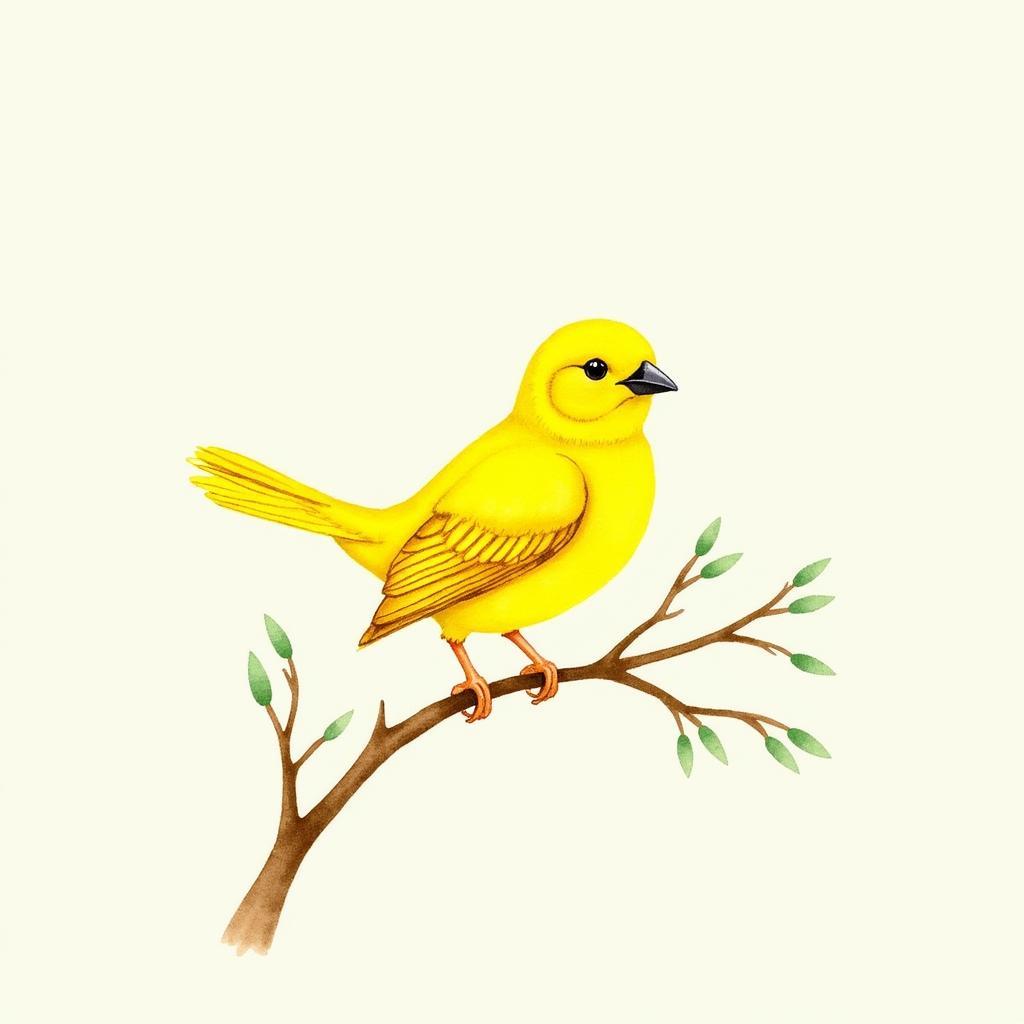 Yellow Bird Watercolor Painting