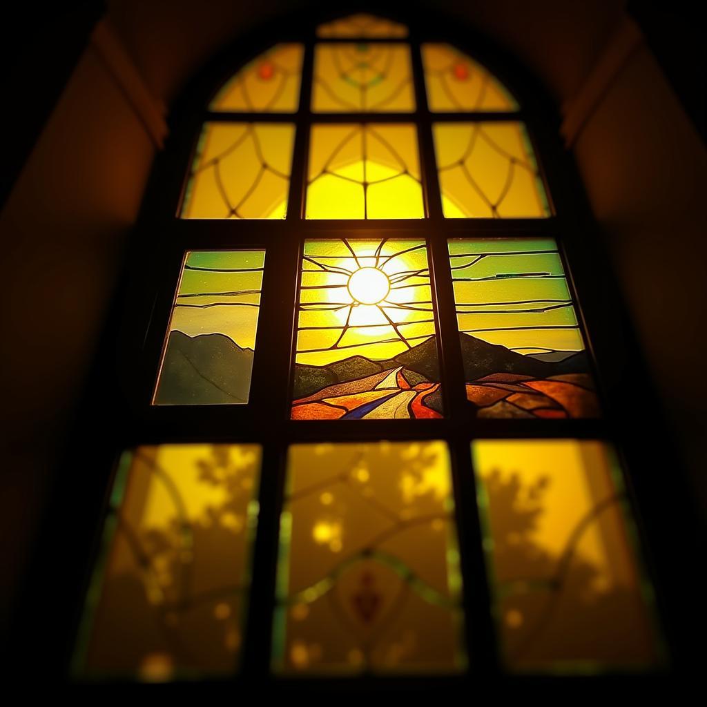 Yellow Glass Stained Glass Window in a Church