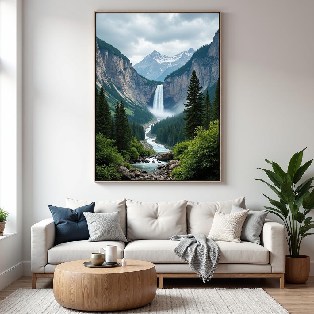 Landscape 12x36 Vertical Wall Art in a Living Room