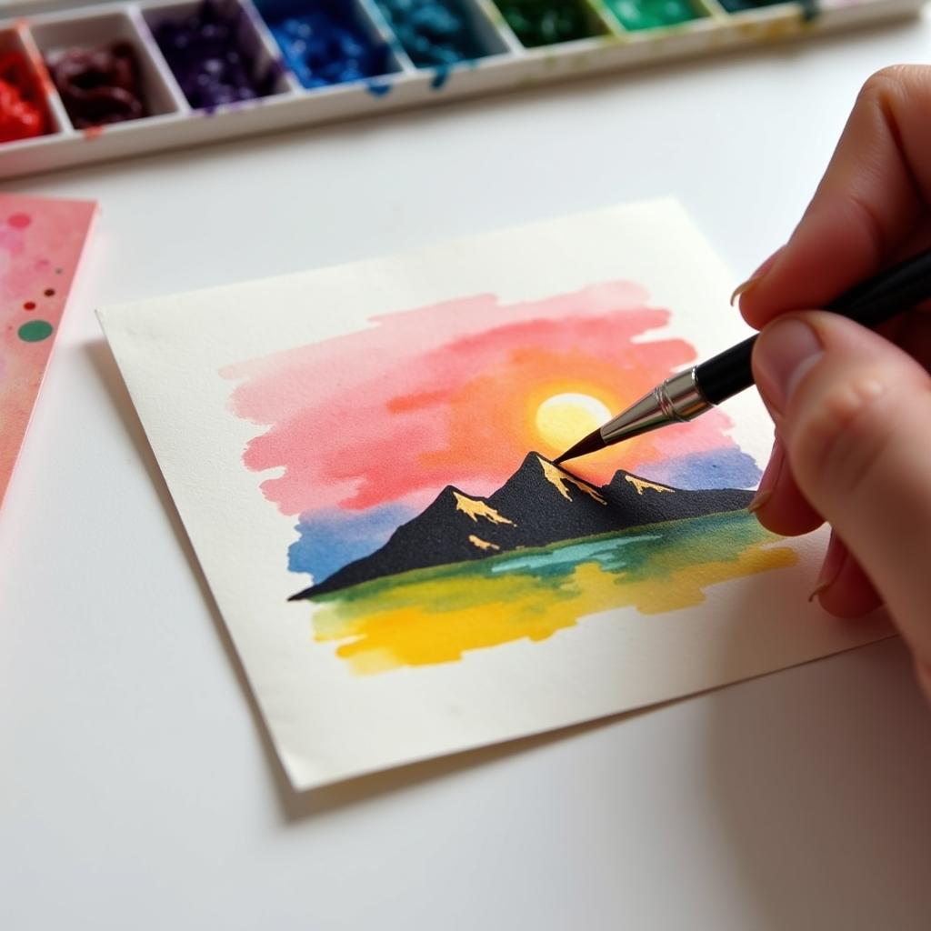 15-Minute Watercolor Landscape Painting on Postcard