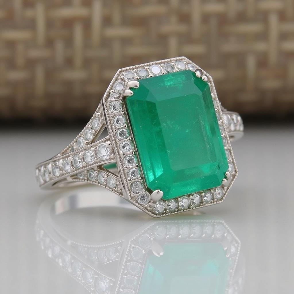 1920s Art Deco Cocktail Ring with Emerald