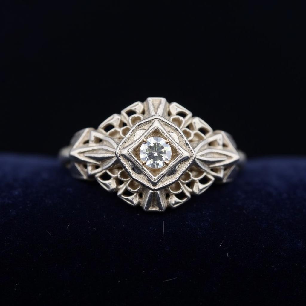 1920s Art Deco Platinum and Diamond Ring