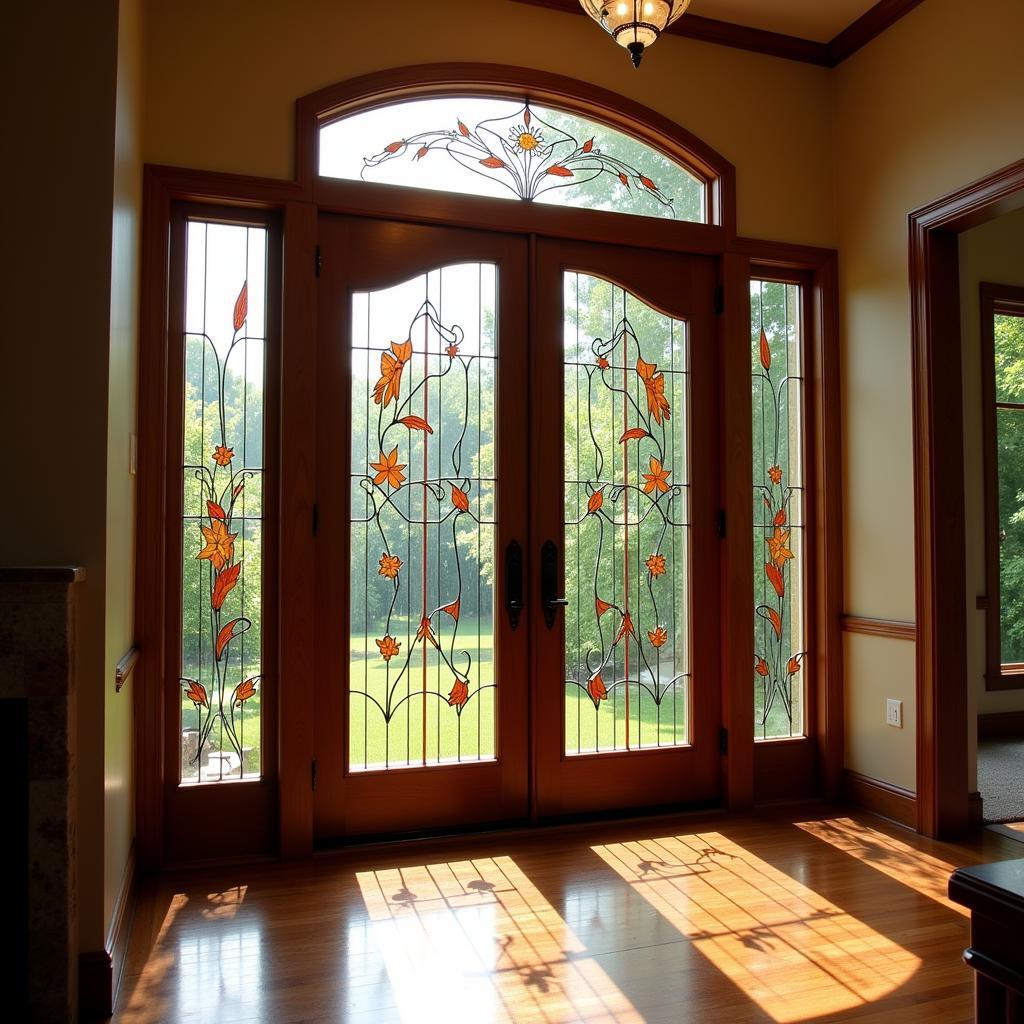 3/4 Light Art Glass Door Bathing Entryway in Natural Light