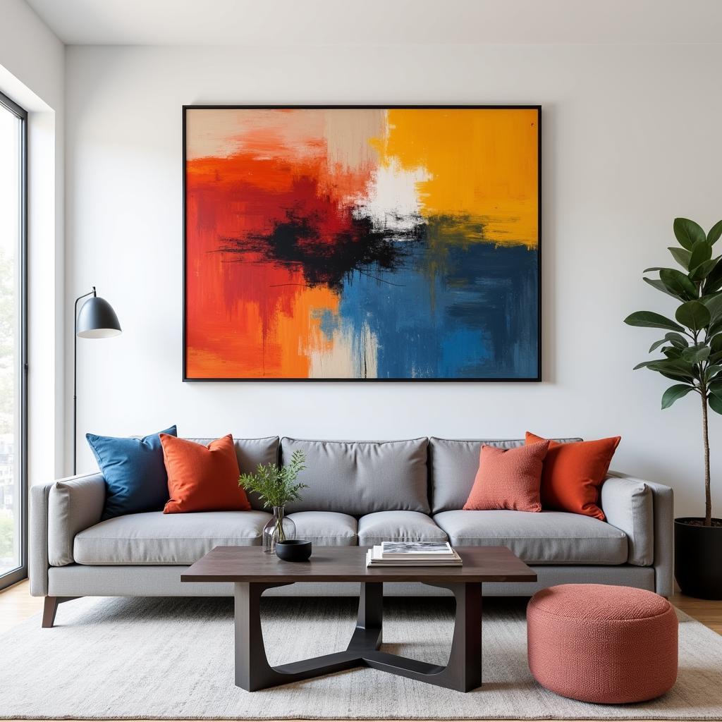 Modern Living Room with 36x72 Wall Art