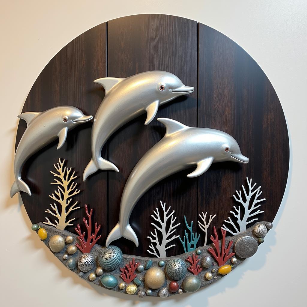 3D Metal Dolphin Wall Sculpture