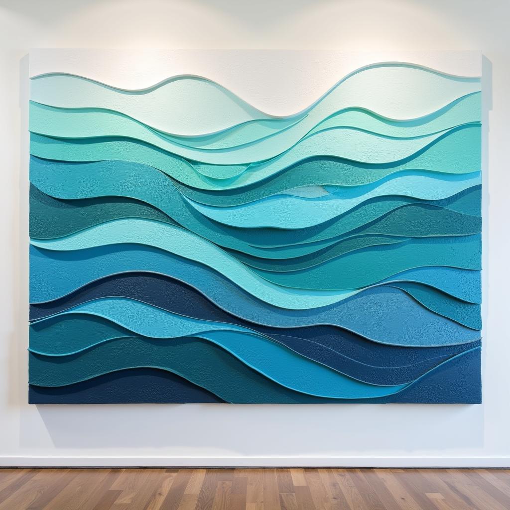 Abstract 3D Ocean Wall Art Depicting Waves