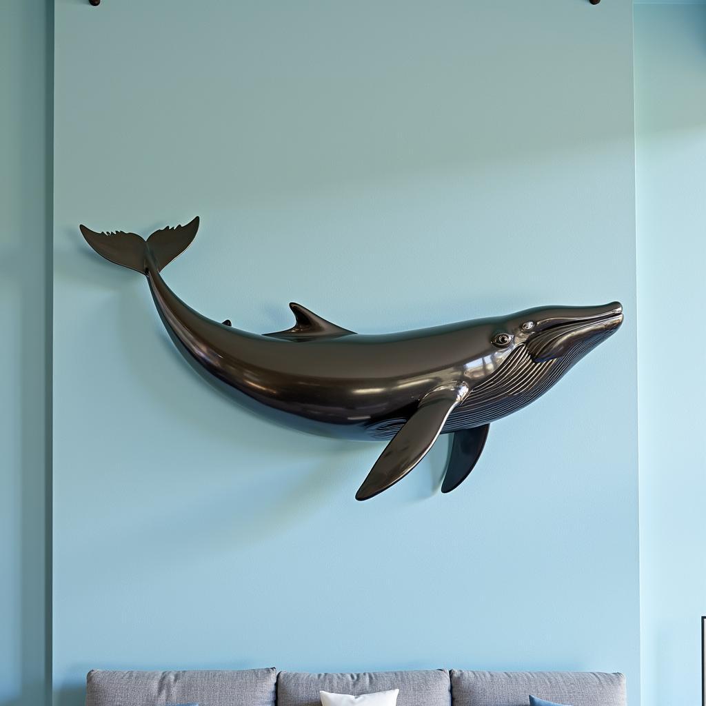 3D Ocean Wall Art Featuring a Majestic Whale Sculpture