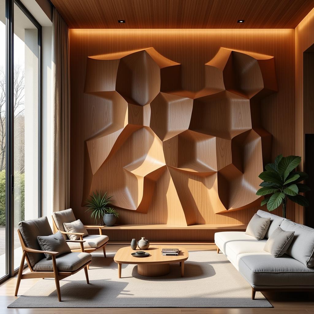 Modern Living Room with 3D Wall Panels