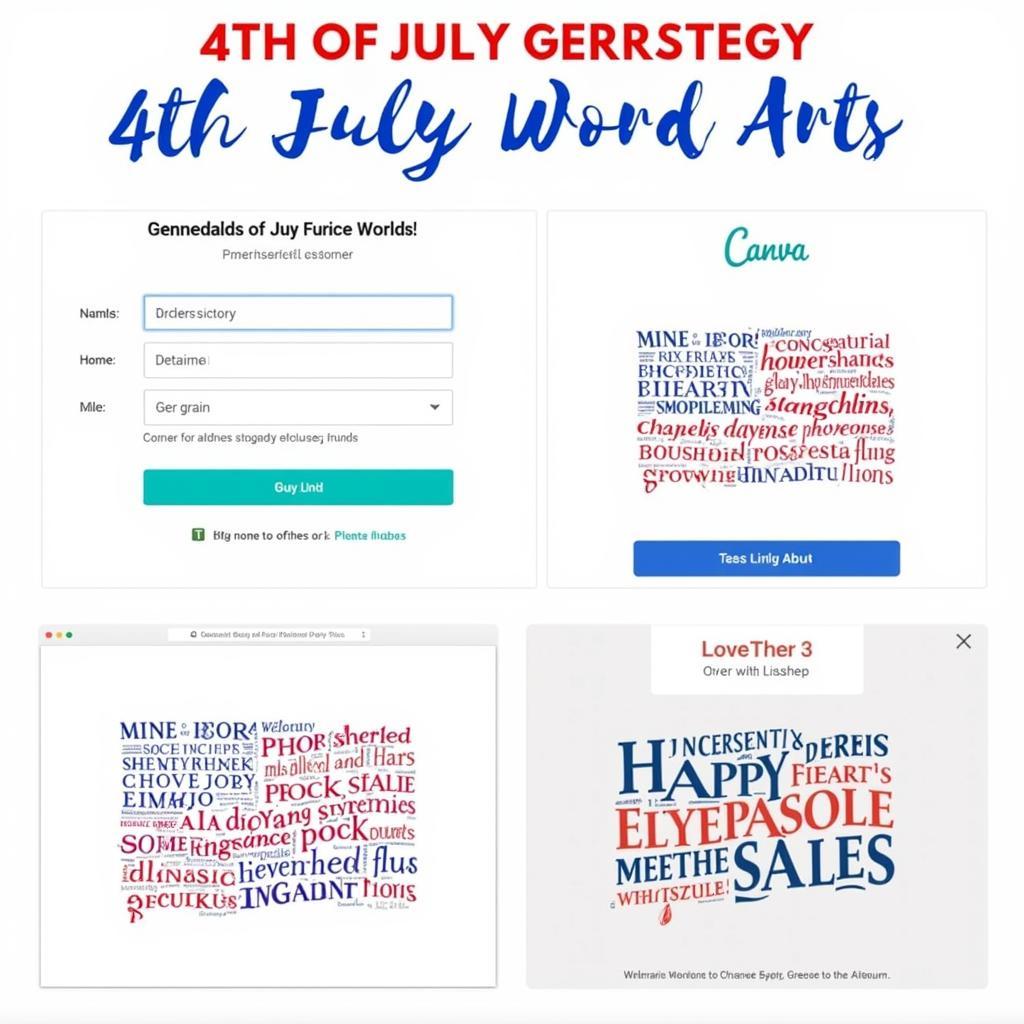 Free 4th of July word art generators: word clouds, online design tools, and graphic design software.