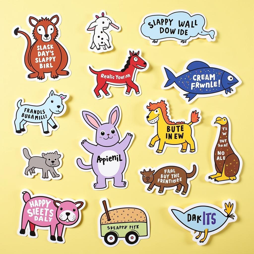 A Collection of Funny Wall Art Stickers with Various Designs