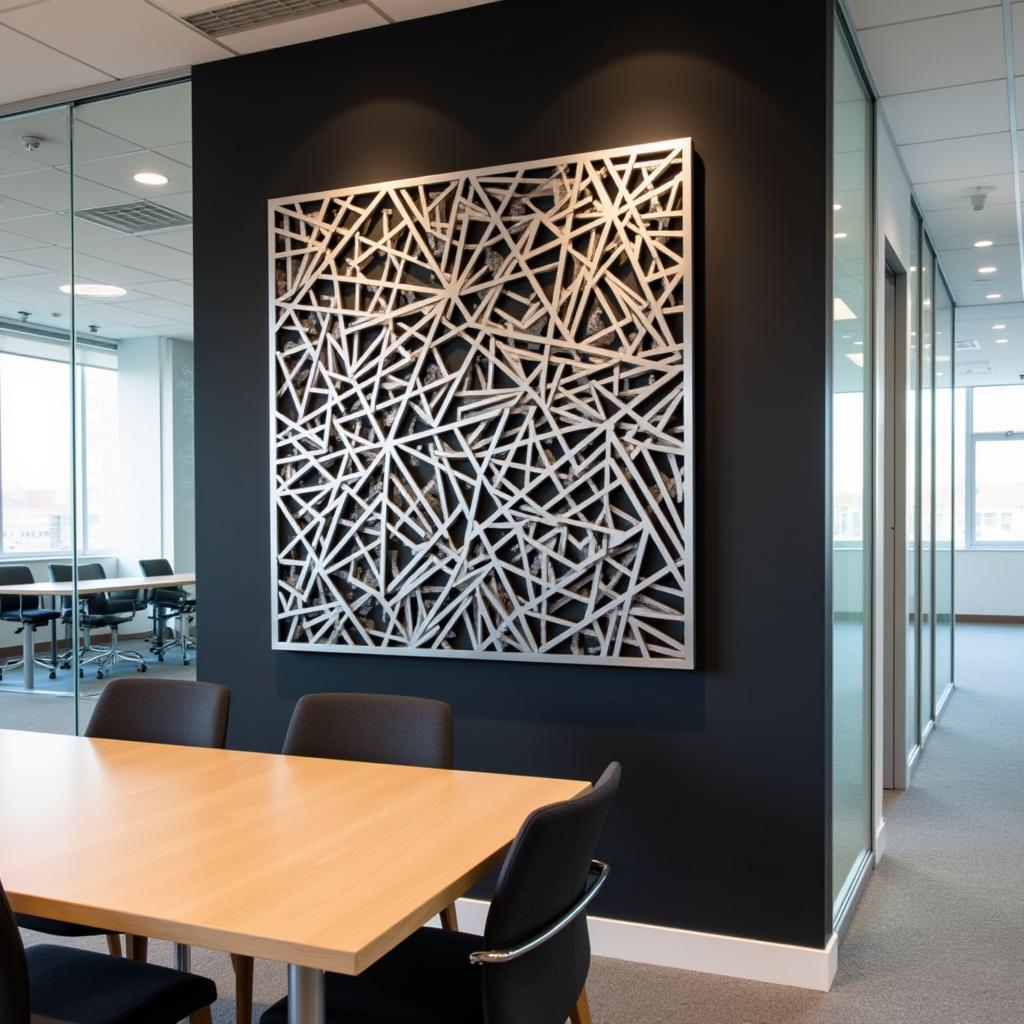 Abstract 3D Metal Wall Art in Office Setting