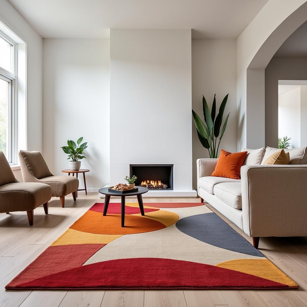 Abstract Art Area Rugs in a Modern Living Room