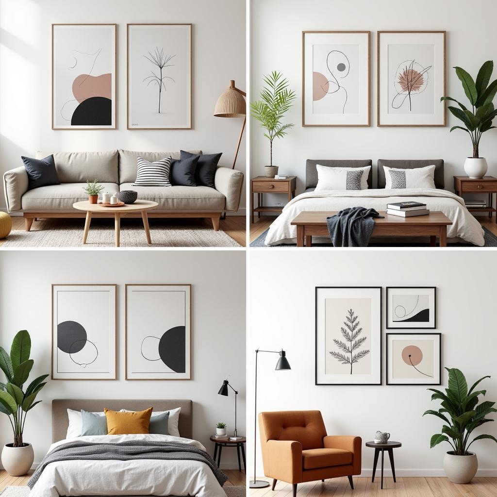 Displaying Abstract Art Posters in Different Rooms