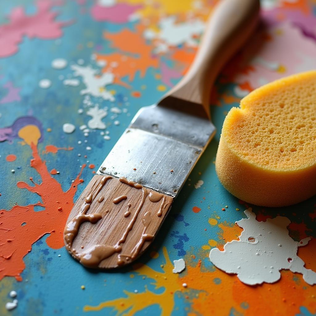 Abstract Art Tools: Palette Knife and Sponge