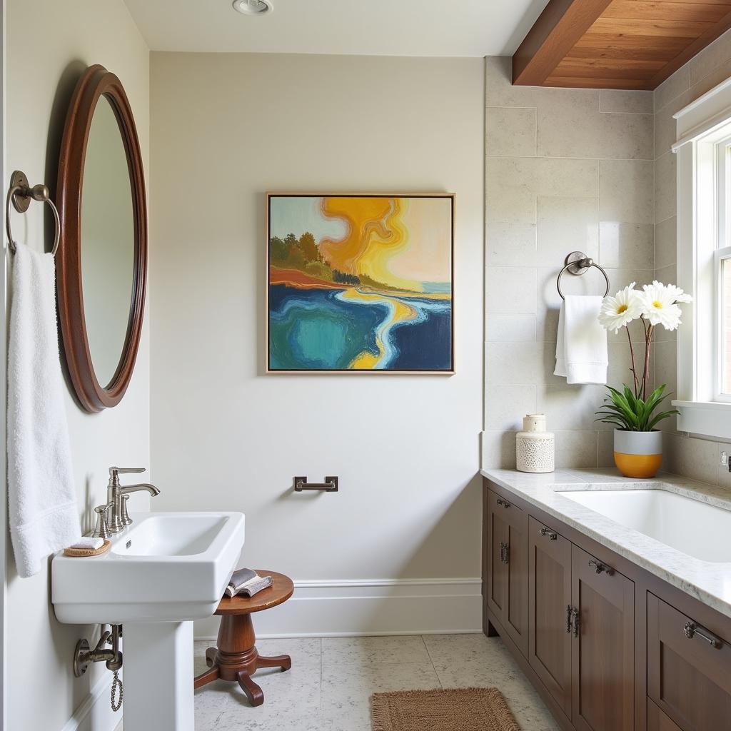 Creating a Cohesive Look with Abstract Bathroom Art