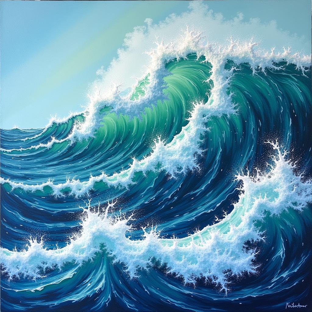 Abstract Beach Art Depicting Ocean Waves