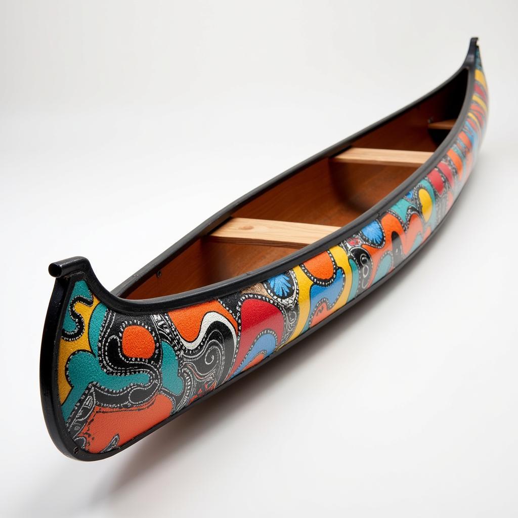 Abstract Canoe Painting with Bright Colors