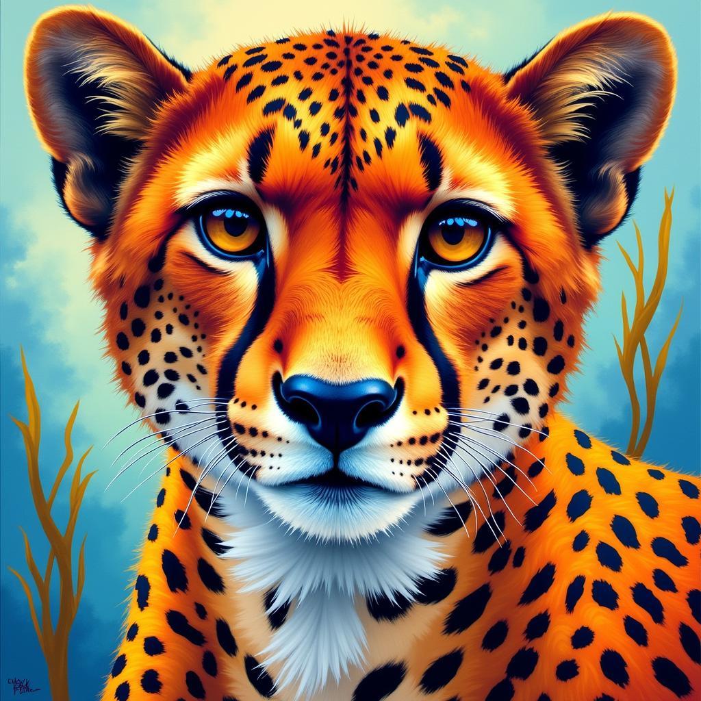 Abstract Cheetah Art with Colorful Design