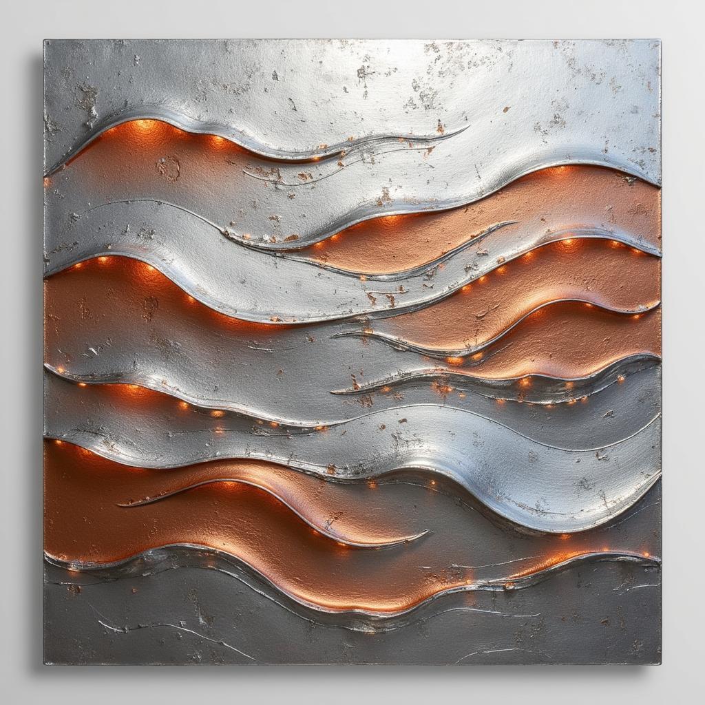 Abstract Coastal Wall Art with Metallic Finish