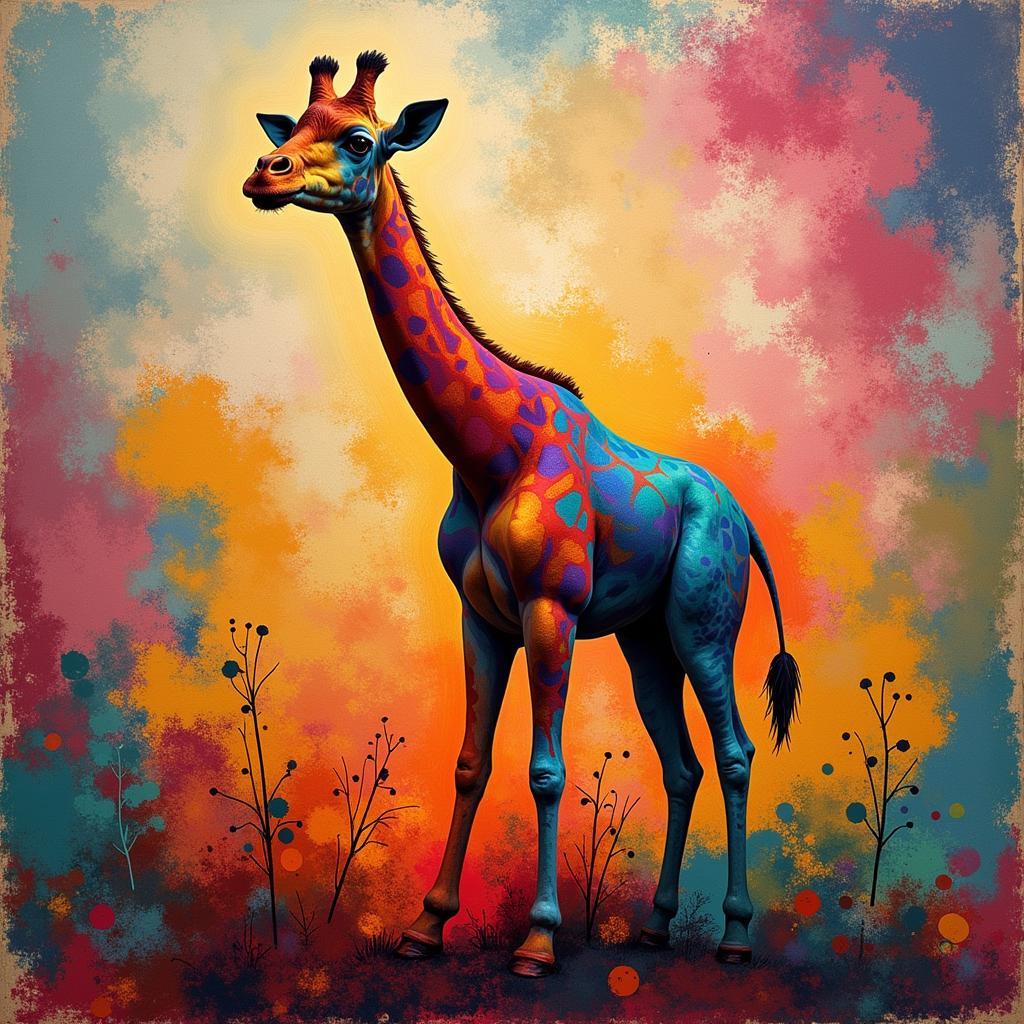 Abstract Colourful Giraffe Art