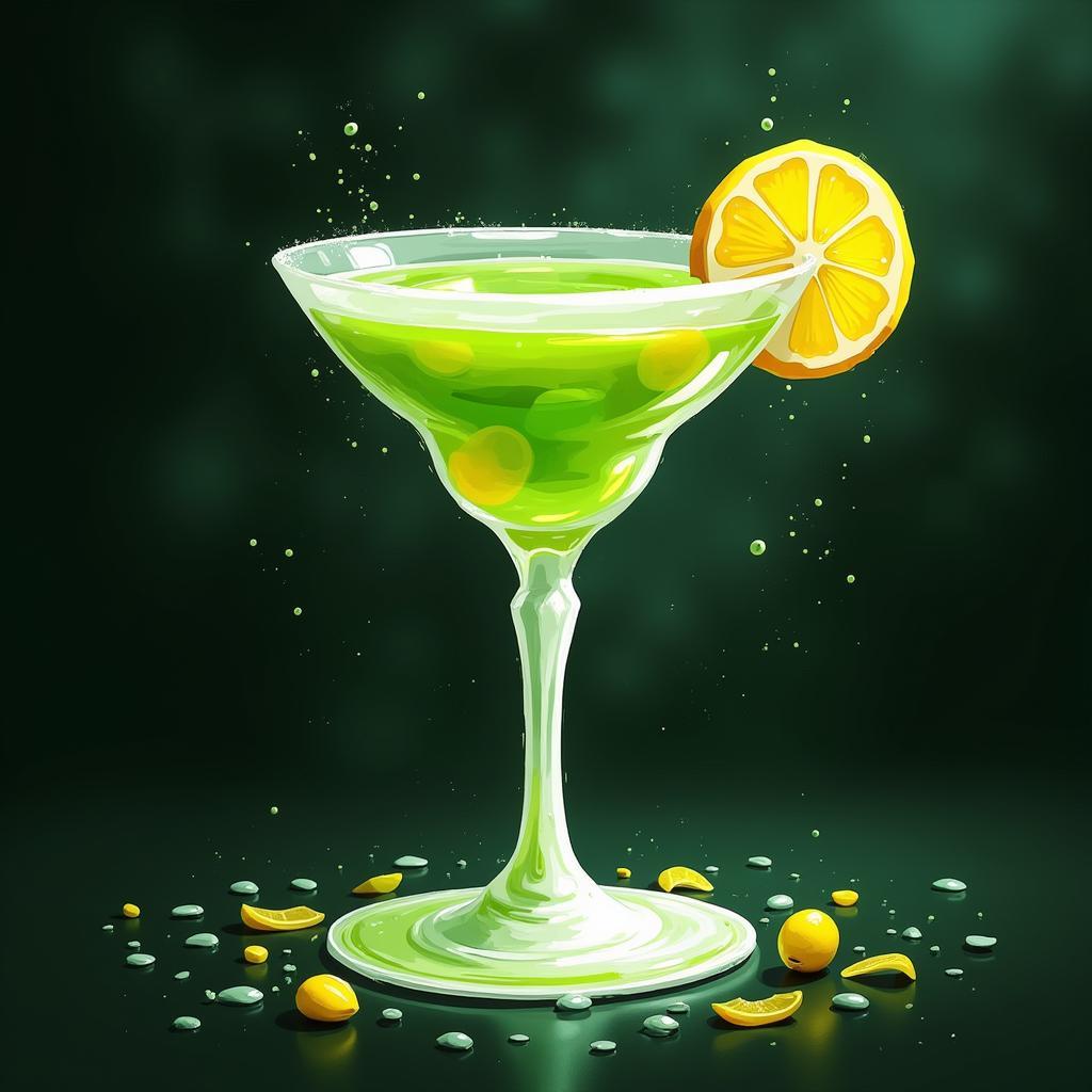 Abstract Digital Art Depicting a Dirty Martini