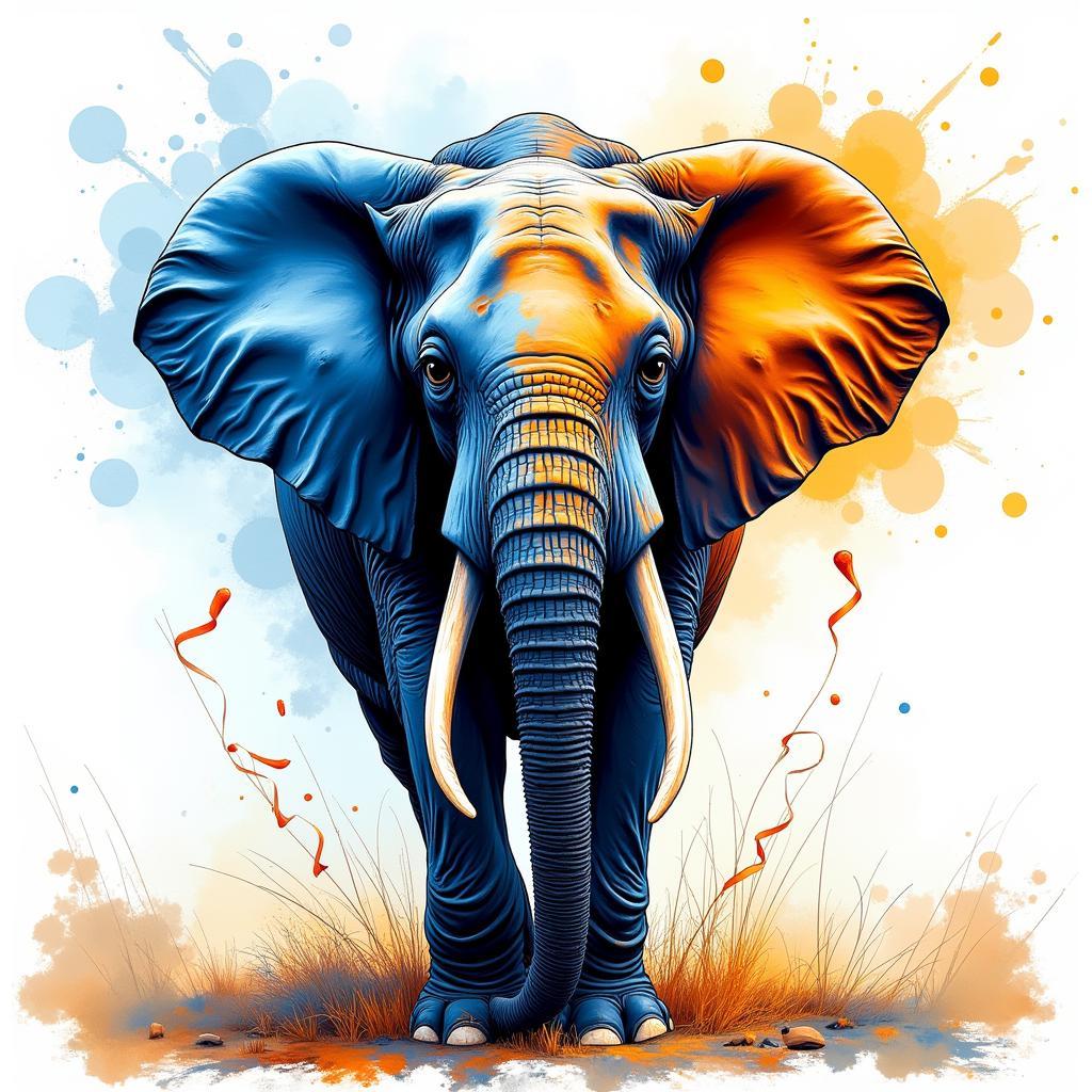 Abstract Elephant Painting with Vibrant Colors