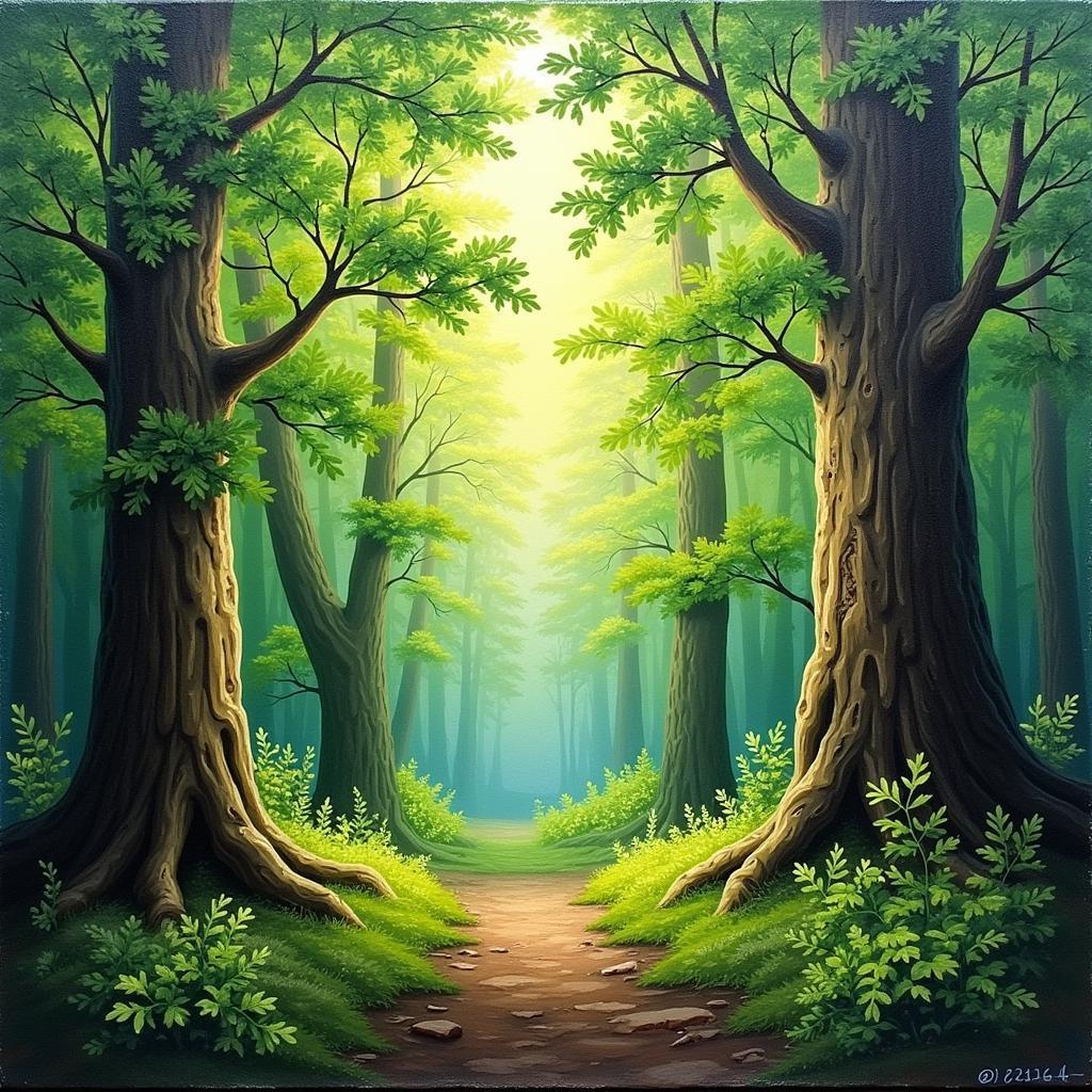 Abstract Forest Painting with Texture and Light