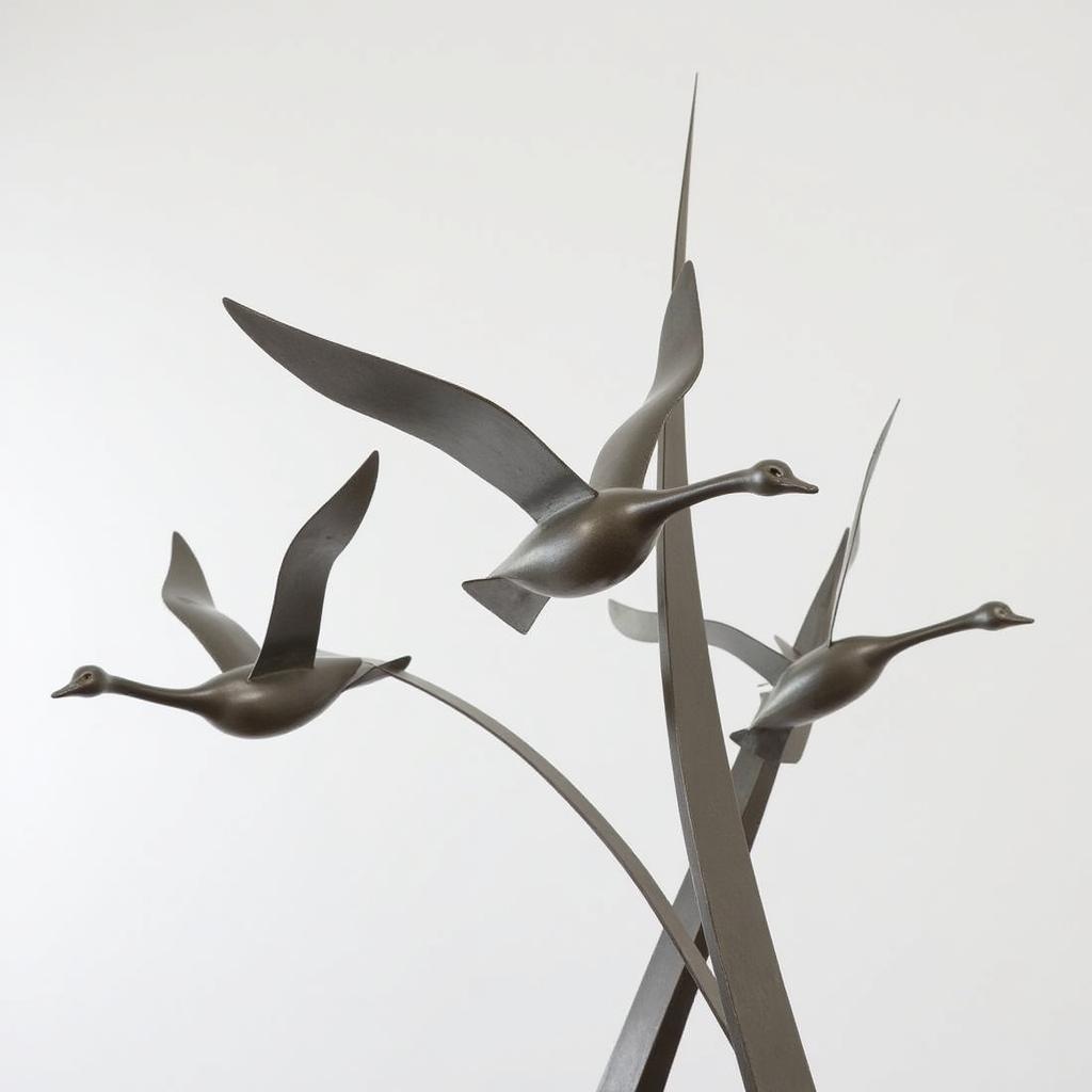 Abstract Geese Wall Art Metal Sculpture