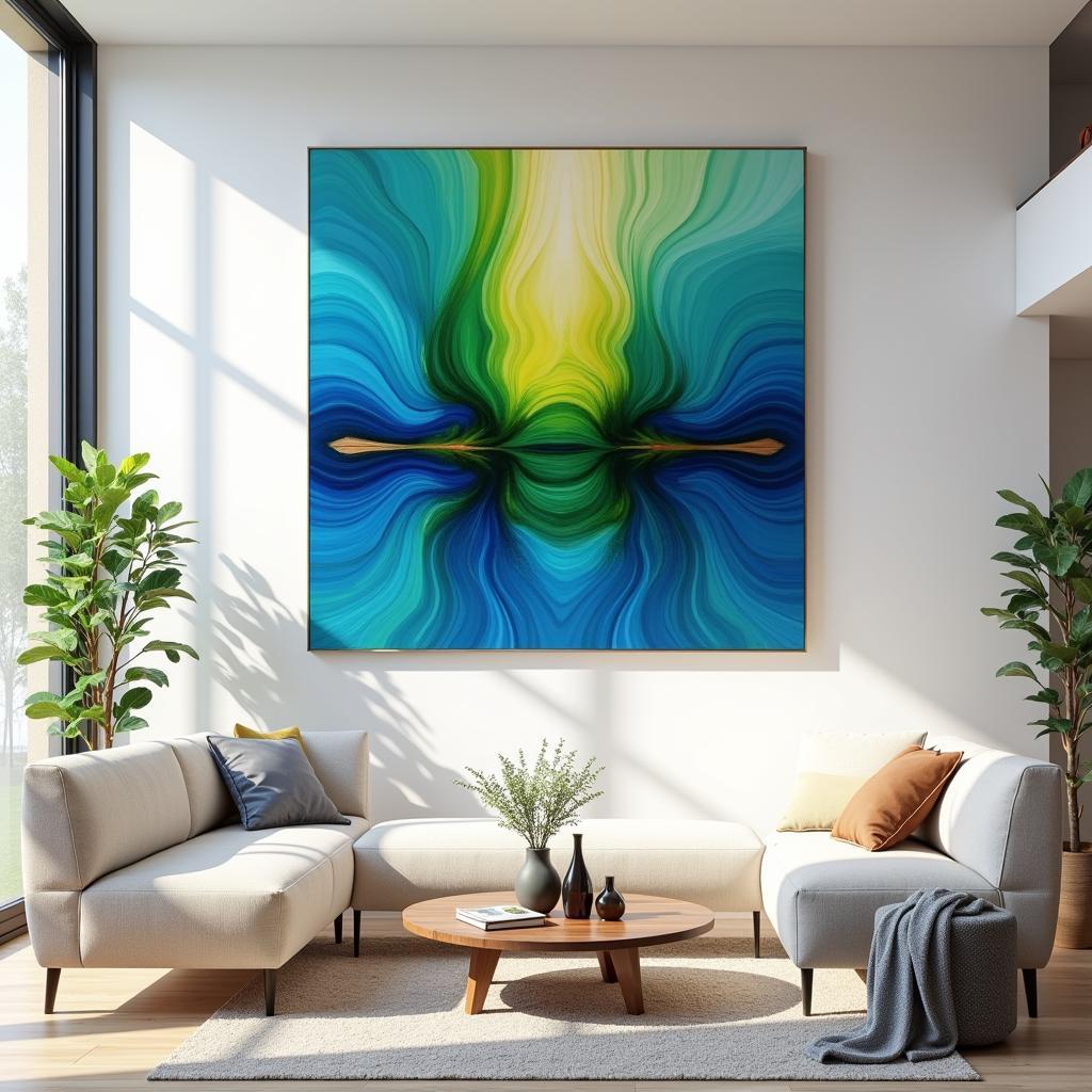 Modern Living Room Decor with Abstract Glass Wall Art