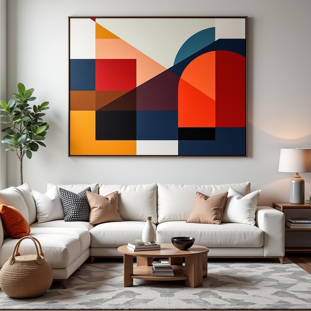 Abstract Large Canvas Wall Art with Bold Geometric Shapes