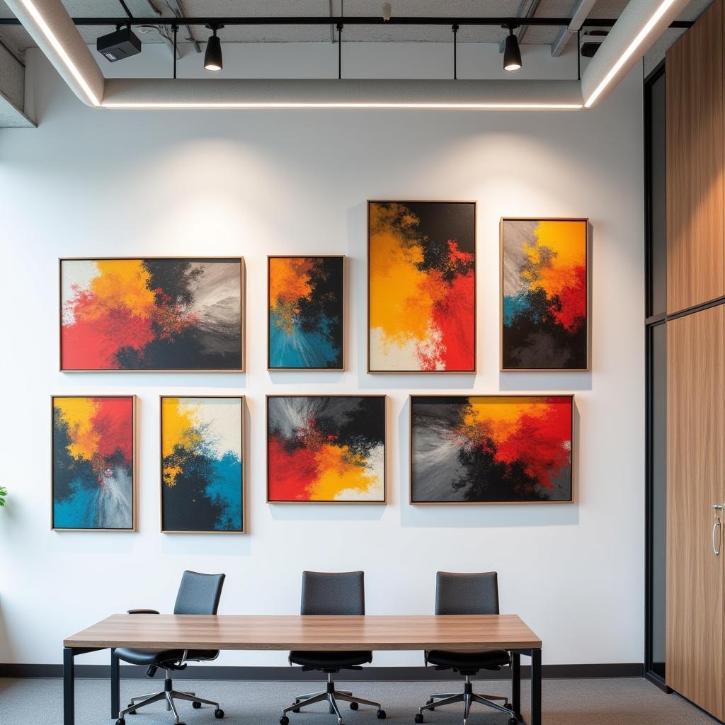 Abstract Metal Wall Art Prints in an Office